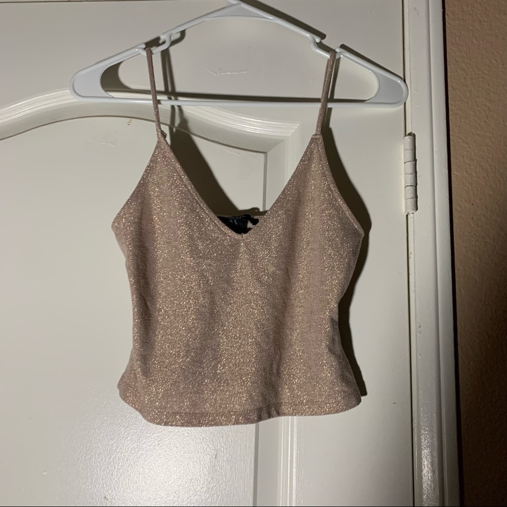 Glittery Pink Crop Tank Top